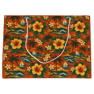 Mid Century Vibrant Hawaiian Shirt Print Large Gift Bag