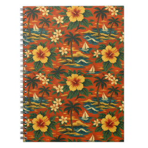 Mid Century Vibrant Hawaiian Shirt Print Notebook