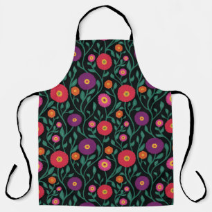 Mid-Century Vine Flower Garden Garland Midnight Apron
