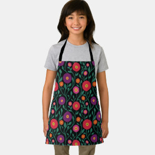 Mid-Century Vine Flower Garden Garland Midnight Apron