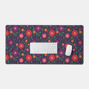 Mid-Century Vine Flower   Garden Garland Plum Desk Mat