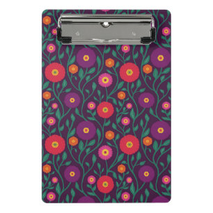 Mid-Century Vine Flower   Garden Garland Plum Mini Clipboard
