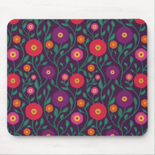 Mid-Century Vine Flower   Garden Garland Plum Mouse Pad
