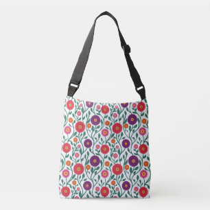 Mid-Century Vine Flower   Garden Garland White Crossbody Bag