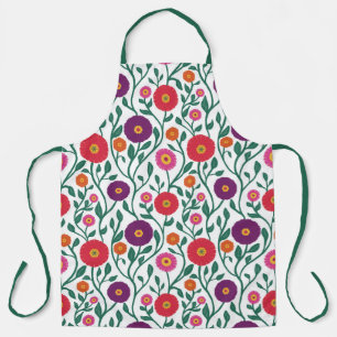 Mid-Century Vine Flower Garden Garland White Lg Apron
