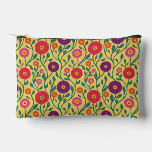 Mid-Century Vine Flower Garden Garland Yellow Accessory Pouch