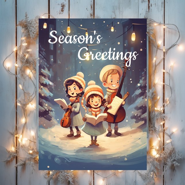 Mid Century Vintage Christmas Carolers Retro Holiday Card (Creator Uploaded)