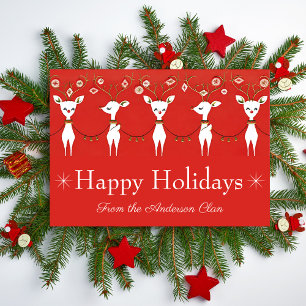 Mid Century Vintage Christmas Reindeer Custom Holiday Card