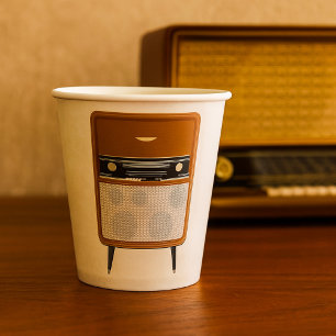 Mid Century Vintage Radio Retro Music Lover Paper Cups
