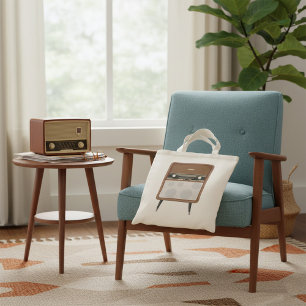 Mid Century Vintage Radio Retro Music Lover Tote Bag