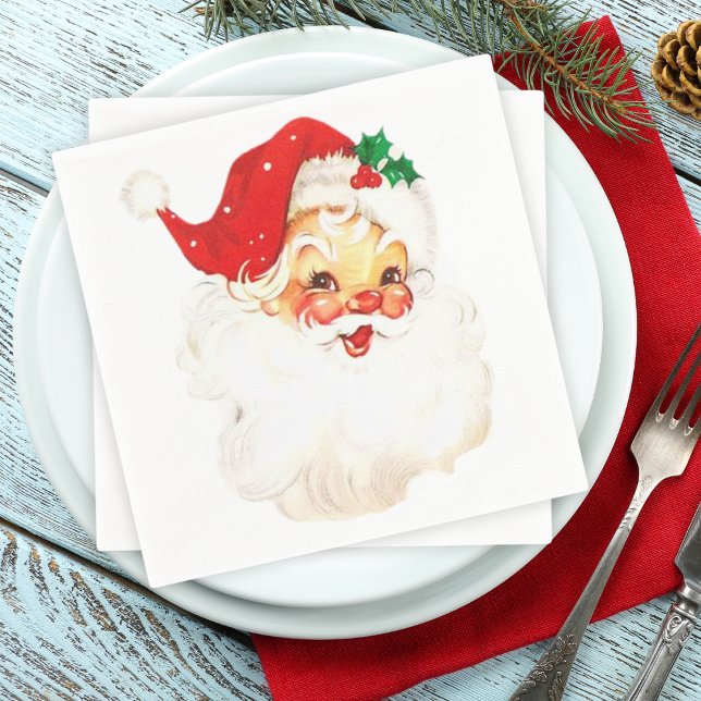 Mid Century Vintage Santa Claus Classic Christmas Napkin (Mid Century Vintage Santa Claus Classic Christmas Napkins)