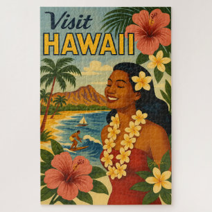 Mid Century Visit Hawaii Tourism Art Jigsaw Puzzle