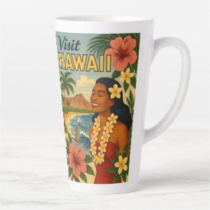 Mid Century Visit Hawaii Tourism Art Latte Mug