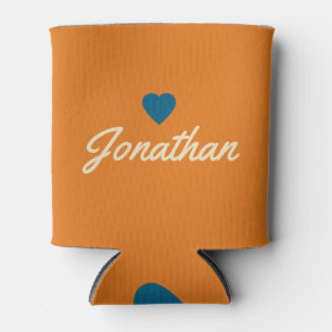 Mid-Century Warm Citrus Vintage BL Heart Signature Can Cooler