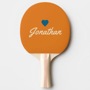 Mid-Century Warm Citrus Vintage BL Heart Signature Ping Pong Paddle