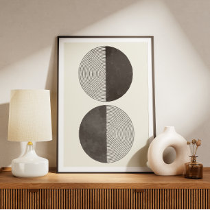 Mid century watercolor circles poster