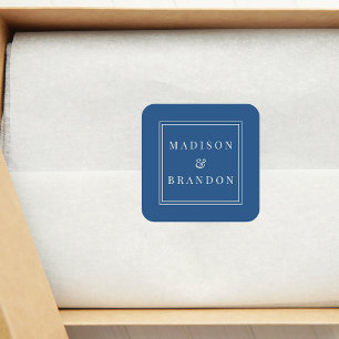 Mid-Century Wedding Flowers   Blue Square Sticker