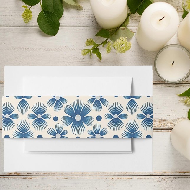 Mid-Century Wedding Flowers | Full Print  Invitation Belly Band (Creator Uploaded)