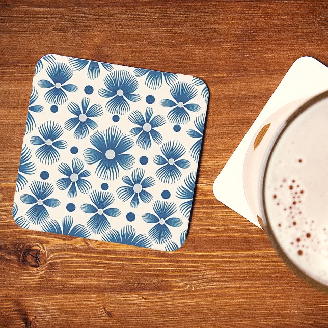 Mid-Century Wedding Flowers | Full Print  Square Paper Coaster (Creator Uploaded)