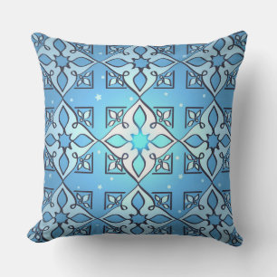 MId-Eastern Inspired Blue Pattern Throw Pillow