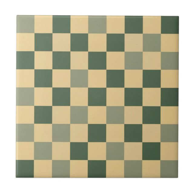 Mid Geometric pattern decor green yellow small Ceramic Tile (Front)