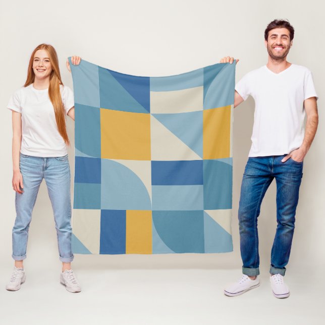 Mid geometry abstract shapes Pattern Fleece Blanket (In Situ)
