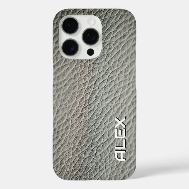 Mid Grey Leather Texture – Realistic Neutral Patte Case-Mate iPhone Case (Back)