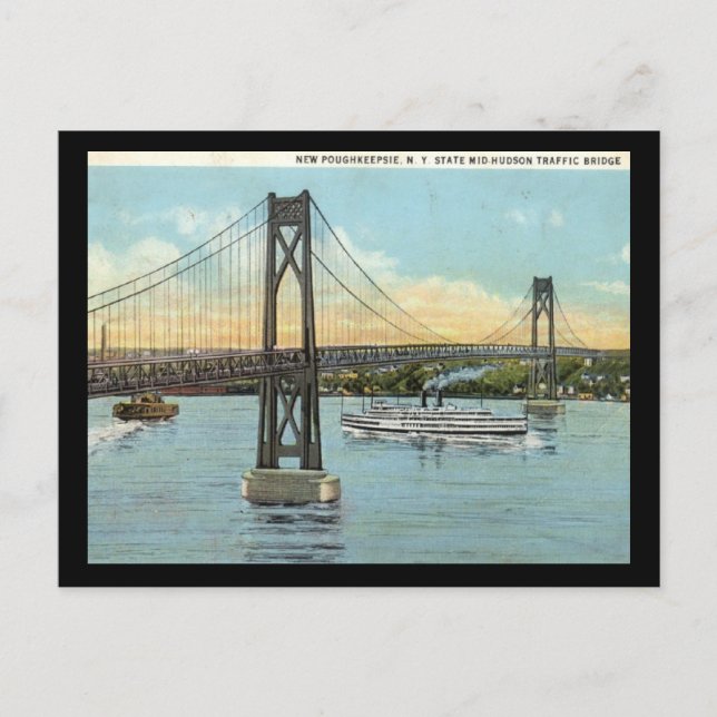 Mid-Hudson Bridge, Poughkeepsie 1930 Vintage Postcard (Front)