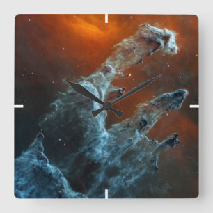 Mid-Infrared The Pillars Of Creation. Square Wall Clock