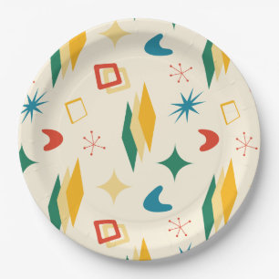Mid Mod Atomic Mid-Century Modern Shapes Retro Paper Plate