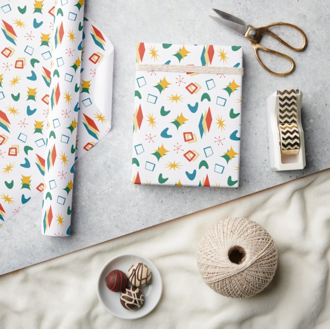 Mid Mod Atomic Mid-Century Modern Shapes Retro Wrapping Paper (Crafts)