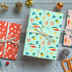 Mid Mod Atomic Mid-Century Modern Shapes Retro Wrapping Paper Sheet
