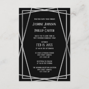 Mid Mod B&G Design- 3x5 Wedding/Reception Invite