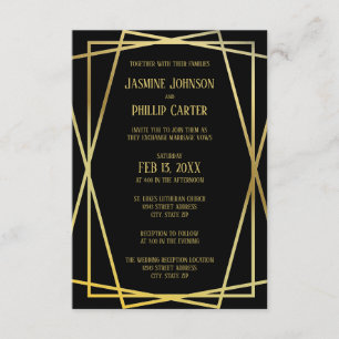 Mid Mod Black Design- 3x5 Wedding/Reception Invite