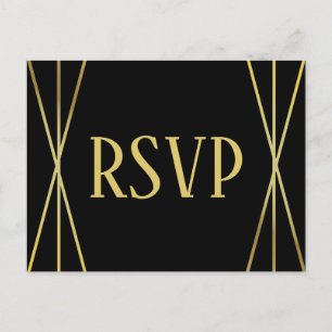 Mid Mod Black Design- RSVP/Dinner Choices Postcard