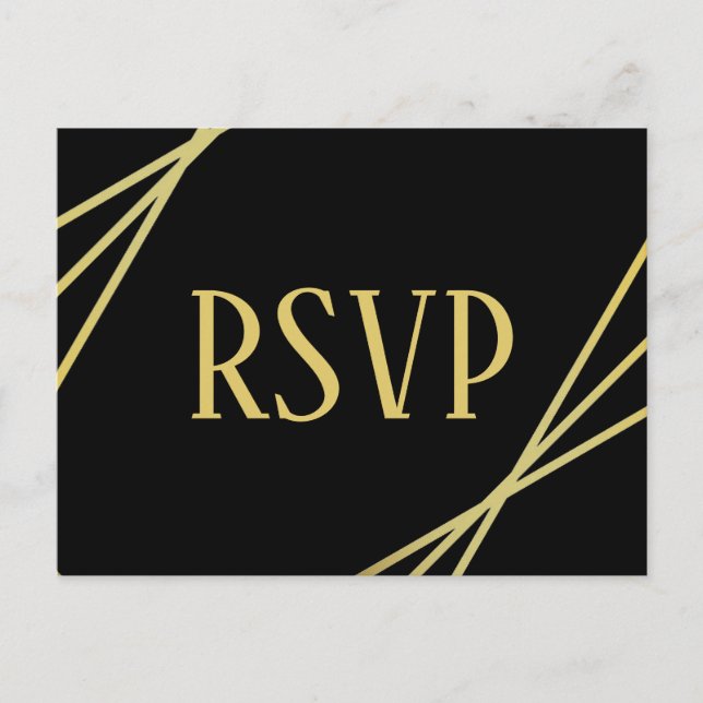 Mid Mod Black Design- RSVP/Dinner Choices Postcard (Front)