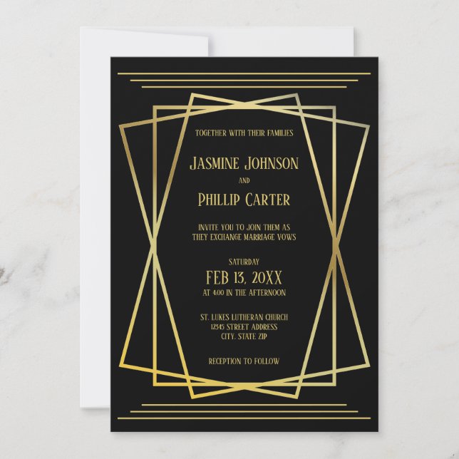 Mid Mod Black Design - Wedding Invitation (Front)
