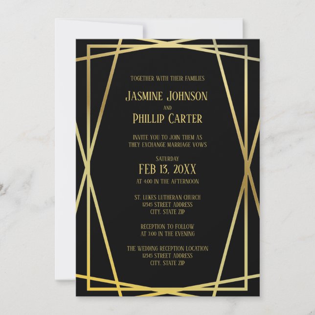 Mid Mod Black Design- Wedding/Reception Invitation (Front)