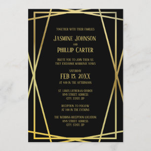 Mid Mod Black Design- Wedding/Reception Invitation