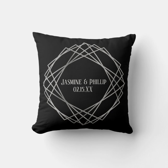 Mid Mod Black & Grey Design - Square Pillow (Front)