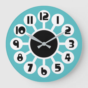 Mid Mod Blue and Orange Large Clock