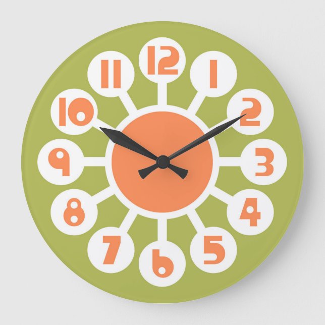 Mid Mod Blue and Orange Large Clock (Front)