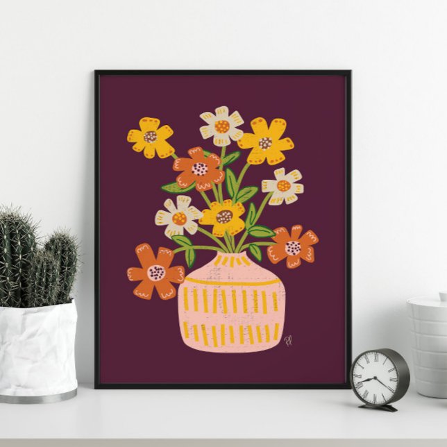 Mid Mod Cosmos Flowers Bouquet Poster (Creator Uploaded)