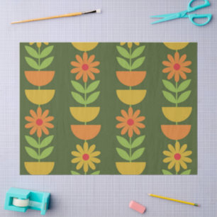 Mid Mod Flowers with geometric half circles Tissue Paper