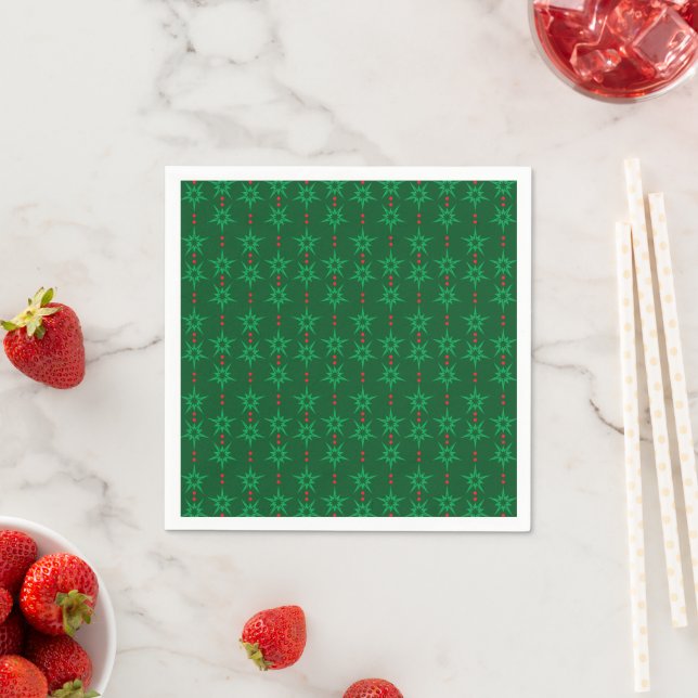 Mid Mod Garland Green Paper Napkins (Insitu)