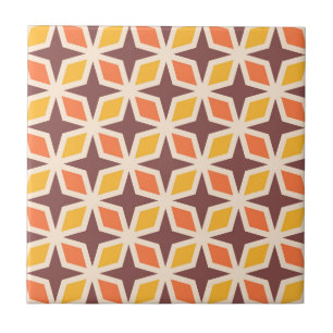 Mid Mod Geometric Star Pattern Ceramic Tile