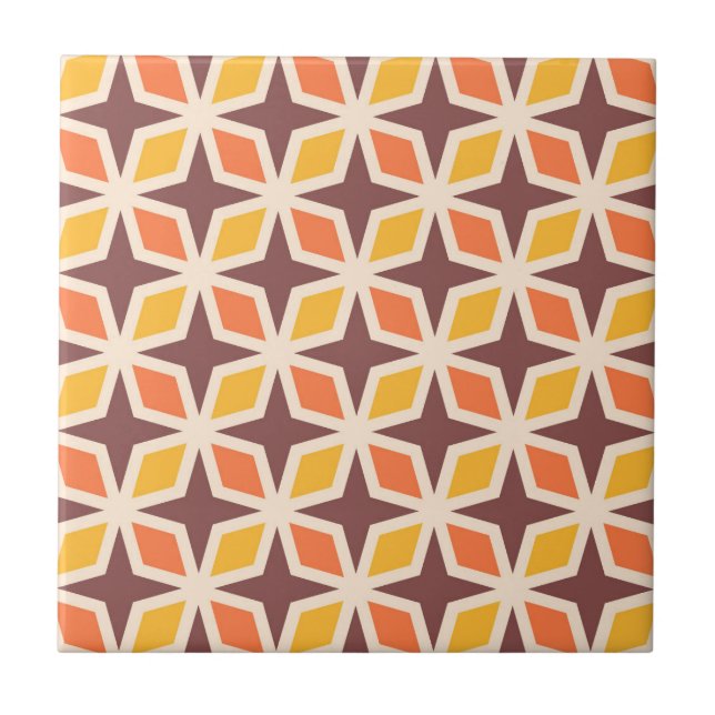 Mid Mod Geometric Star Pattern Ceramic Tile (Front)