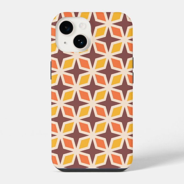 Mid Mod Geometric Star Pattern iPhone Case (Back)