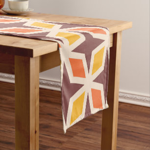 Mid Mod Geometric Star Pattern Short Table Runner