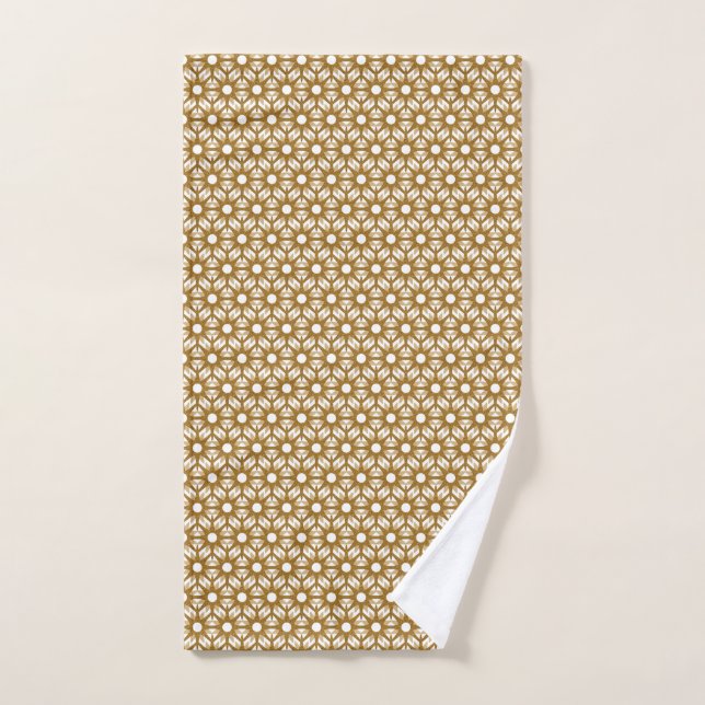 Mid-Mod Gold Starburst Rattan Pattern Hand Towel (Hand Towel)